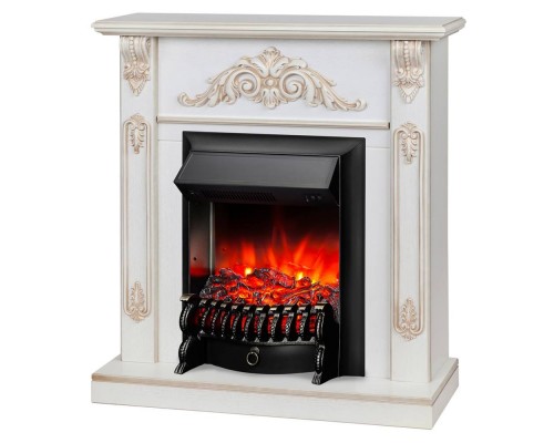 RealFlame Электрокамин Anita WT дуб белый с золотой патиной с очагом Fobos Lux Black