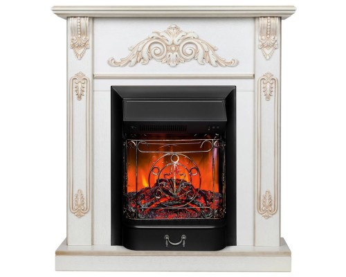 RealFlame Электрокамин Anita WT дуб белый с золотой патиной с очагом Majestic Lux Black