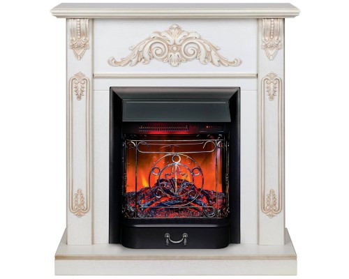 RealFlame Электрокамин Anita WT дуб белый с золотой патиной с очагом Majestic Lux Black RC