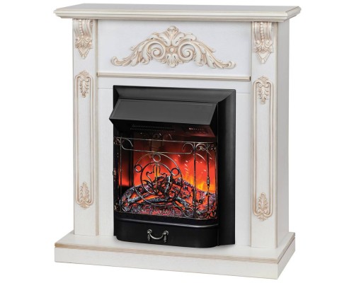 RealFlame Электрокамин Anita WT дуб белый с золотой патиной с очагом Majestic Lux Black RC