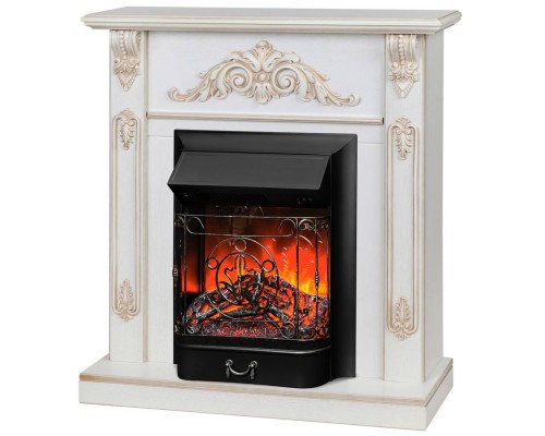 RealFlame Электрокамин Anita WT дуб белый с золотой патиной с очагом Majestic Lux Black