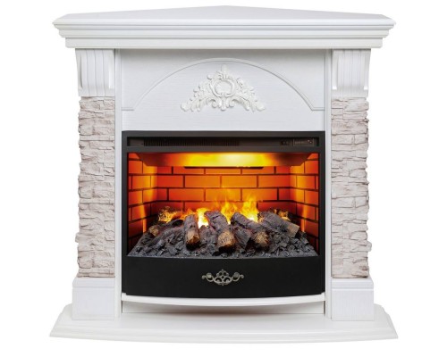 RealFlame Электрокамин Athena Corner GR белый с очагом 3D Firestar 25,5