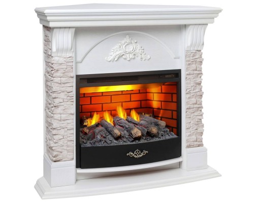 RealFlame Электрокамин Athena Corner GR белый с очагом 3D Firestar 25,5