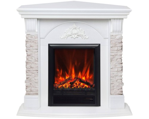 RealFlame Электрокамин Athena Corner GR белый с очагом Eugene