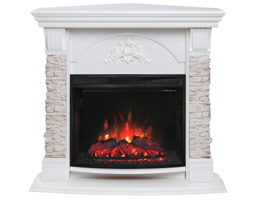RealFlame Электрокамин Athena Corner GR белый с очагом Evrika 25,5 LED