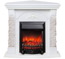 RealFlame Электрокамин Athena Corner GR белый с очагом Fobos Lux Black