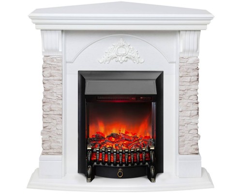 RealFlame Электрокамин Athena Corner GR белый с очагом Fobos Lux Black RC