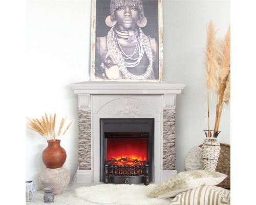 RealFlame Электрокамин Athena Corner GR белый с очагом Fobos Lux Black