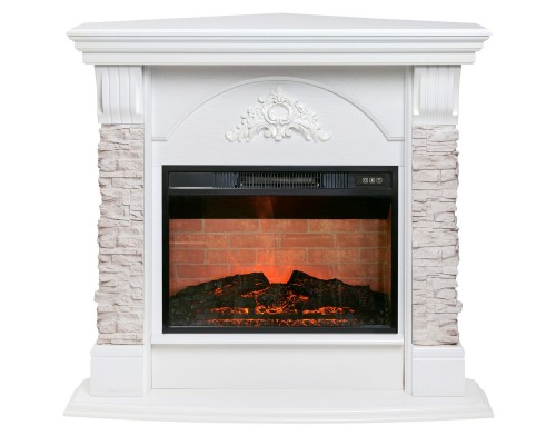 RealFlame Электрокамин Athena Corner GR белый с очагом Irvine 24