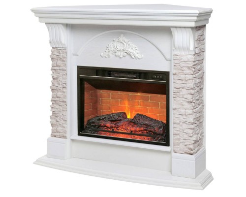 RealFlame Электрокамин Athena Corner GR белый с очагом Irvine 24