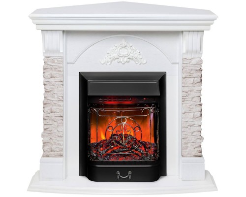 RealFlame Электрокамин Athena Corner GR белый с очагом Majestic Lux Black RC