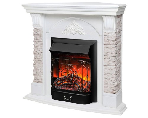 RealFlame Электрокамин Athena Corner GR белый с очагом Majestic Lux Black RC