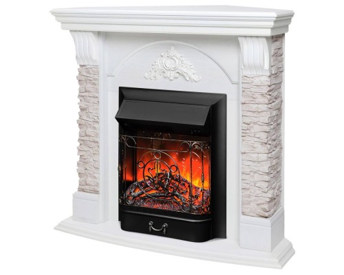 RealFlame Электрокамин Athena Corner GR белый с очагом Majestic Lux Black