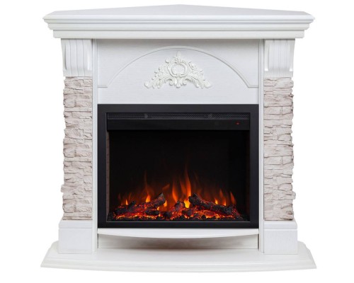 RealFlame Электрокамин Athena Corner GR белый с очагом Saphir 25,5