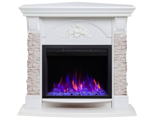 RealFlame Электрокамин Athena Corner GR белый с очагом Saphir 25,5