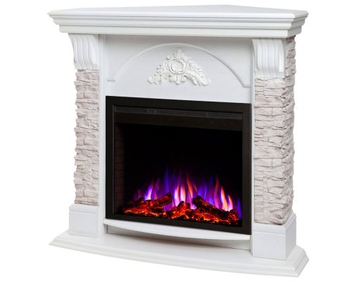 RealFlame Электрокамин Athena Corner GR белый с очагом Saphir 25,5