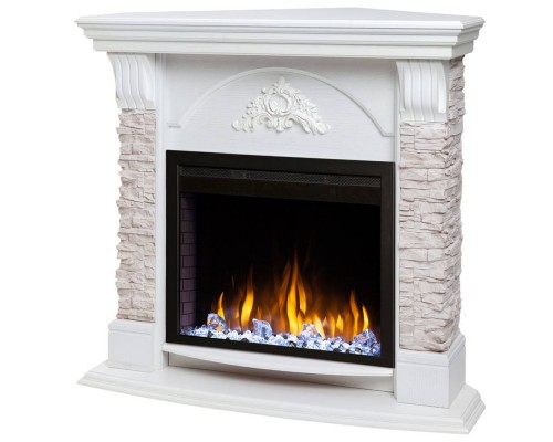 RealFlame Электрокамин Athena Corner GR белый с очагом Saphir 25,5