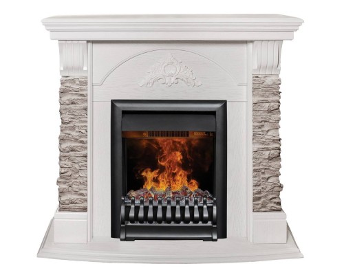 RealFlame Электрокамин Athena GR WT белый с очагом 3D Oregan