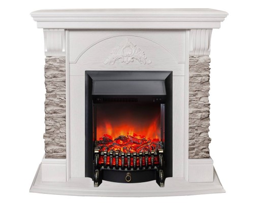 RealFlame Электрокамин Athena GR WT белый с очагом Fobos Lux Black