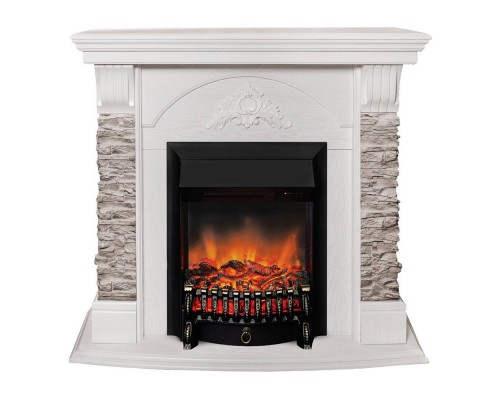 RealFlame Электрокамин Athena GR WT белый с очагом Fobos Lux Black RC