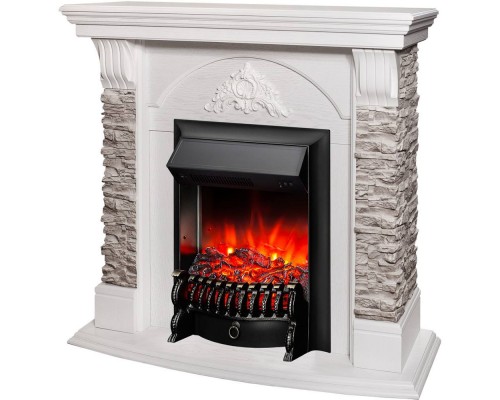 RealFlame Электрокамин Athena GR WT белый с очагом Fobos Lux Black