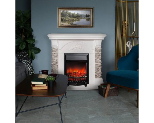 RealFlame Электрокамин Athena GR WT белый с очагом Fobos Lux Black