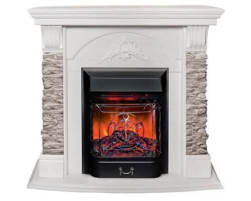 RealFlame Электрокамин Athena GR WT белый с очагом Majestic Lux Black RC