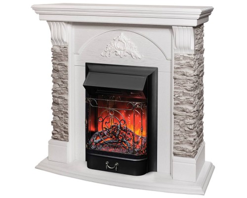 RealFlame Электрокамин Athena GR WT белый с очагом Majestic Lux Black RC