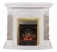 RealFlame Электрокамин Athena GR WT белый с очагом Majestic Lux Brass