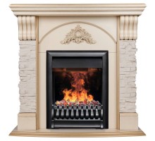 RealFlame Электрокамин Athena WT белый дуб с золотой патиной с очагом 3D Oregan