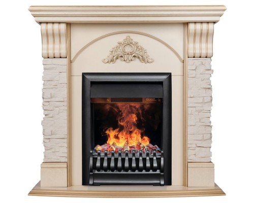 RealFlame Электрокамин Athena WT белый дуб с золотой патиной с очагом 3D Oregan