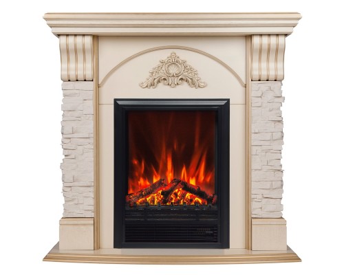 RealFlame Электрокамин Athena WT белый дуб с золотой патиной с очагом Eugene