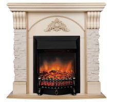 RealFlame Электрокамин Athena WT белый дуб с золотой патиной с очагом Fobos Lux Black RC