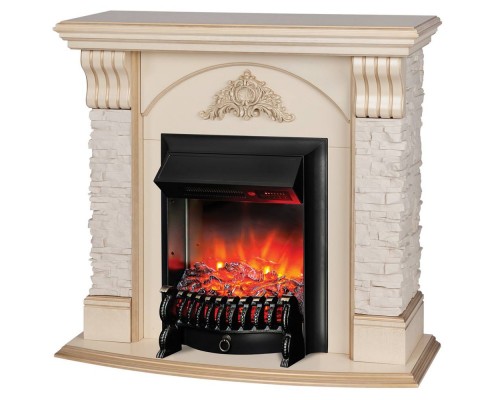 RealFlame Электрокамин Athena WT белый дуб с золотой патиной с очагом Fobos Lux Black RC