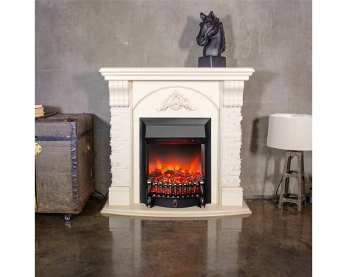 RealFlame Электрокамин Athena WT белый дуб с золотой патиной с очагом Fobos Lux Black RC
