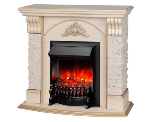 RealFlame Электрокамин Athena WT белый дуб с золотой патиной с очагом Fobos Lux Black