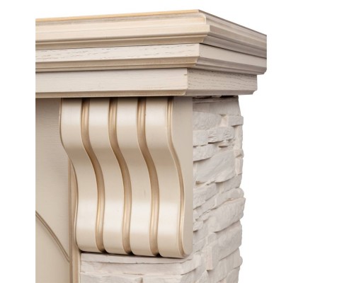 RealFlame Электрокамин Athena WT белый дуб с золотой патиной с очагом Fobos Lux Black