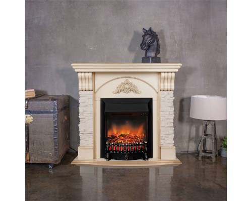 RealFlame Электрокамин Athena WT белый дуб с золотой патиной с очагом Fobos Lux Black