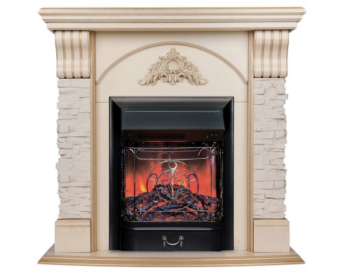 RealFlame Электрокамин Athena WT белый дуб с золотой патиной с очагом Majestic Lux Black