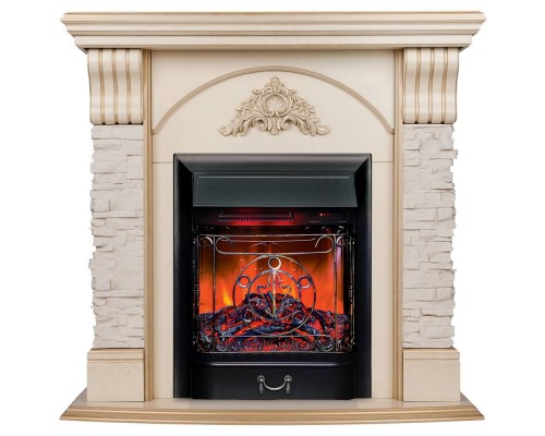 RealFlame Электрокамин Athena WT белый дуб с золотой патиной с очагом Majestic Lux Black RC