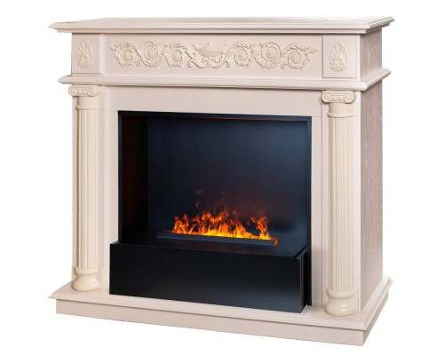 RealFlame Электрокамин Attica WT айвори с очагом 3D Cassette 630 Black Panel