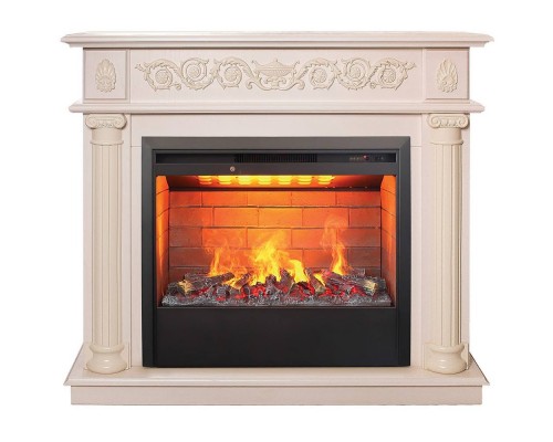 RealFlame Электрокамин Attica WT айвори с очагом 3D Helios 26