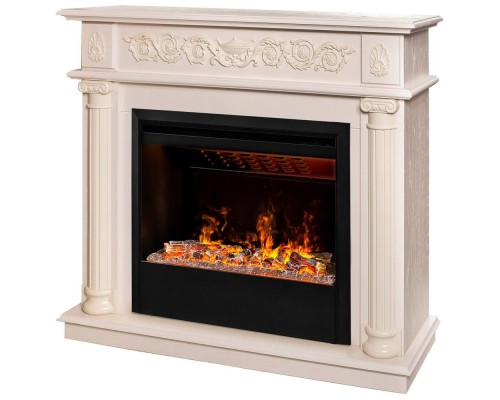 RealFlame Электрокамин Attica WT айвори с очагом 3D Helios 26 SBG