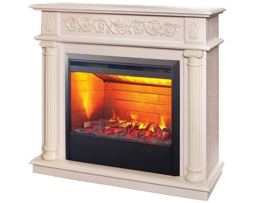 RealFlame Электрокамин Attica WT айвори с очагом 3D Helios 26