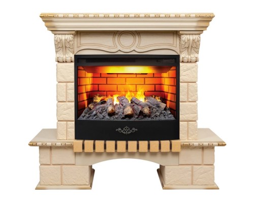 RealFlame Электрокамин Bolero WT белый дуб с золотой патиной с очагом 3D Firestar 25,5