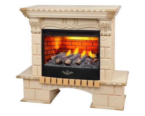 RealFlame Электрокамин Bolero WT белый дуб с золотой патиной с очагом 3D Firestar 25,5
