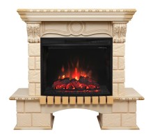 RealFlame Электрокамин Bolero WT белый дуб с золотой патиной с очагом Evrika 25,5 LED