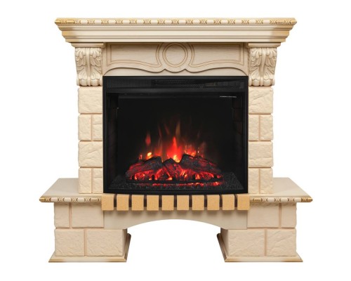 RealFlame Электрокамин Bolero WT белый дуб с золотой патиной с очагом Evrika 25,5 LED