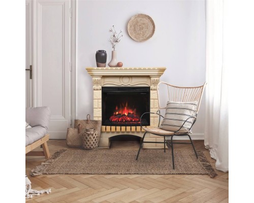 RealFlame Электрокамин Bolero WT белый дуб с золотой патиной с очагом Evrika 25,5 LED