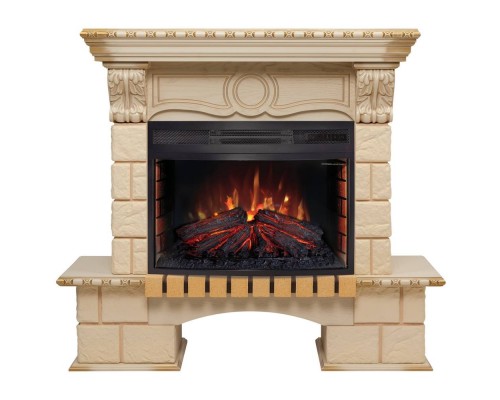 RealFlame Электрокамин Bolero WT белый дуб с золотой патиной с очагом Firefield 25 S IR